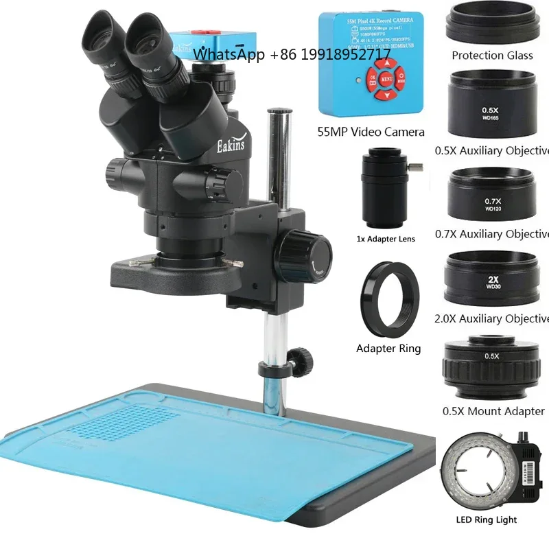 Simul-Focal Industrial Microscope 4K Hdmi - Microscopio Estéreo Trinocular Eakins Zoom 3.5-90X
