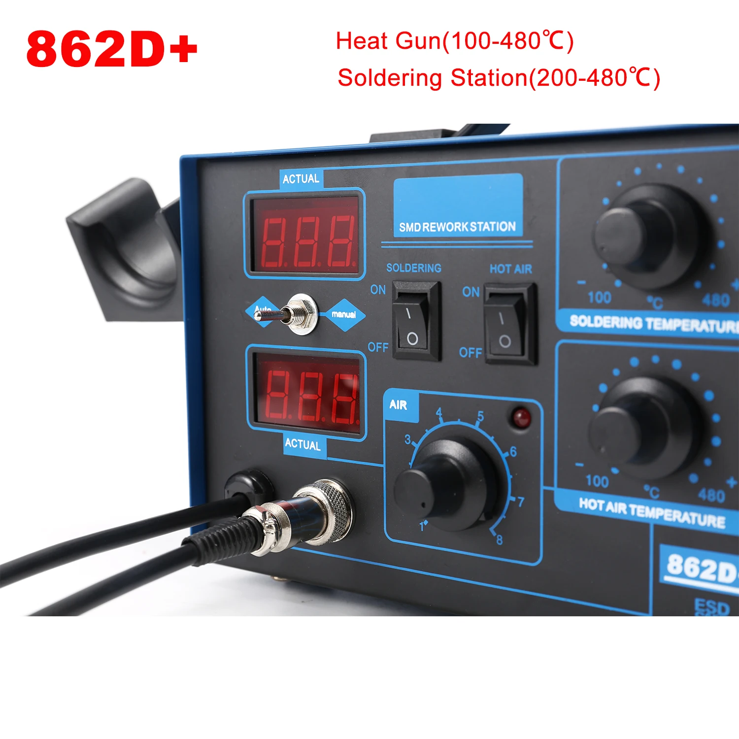 2 In 1 Soldering Rework Station 750W - Estación de soldadura 862D+ 2 en