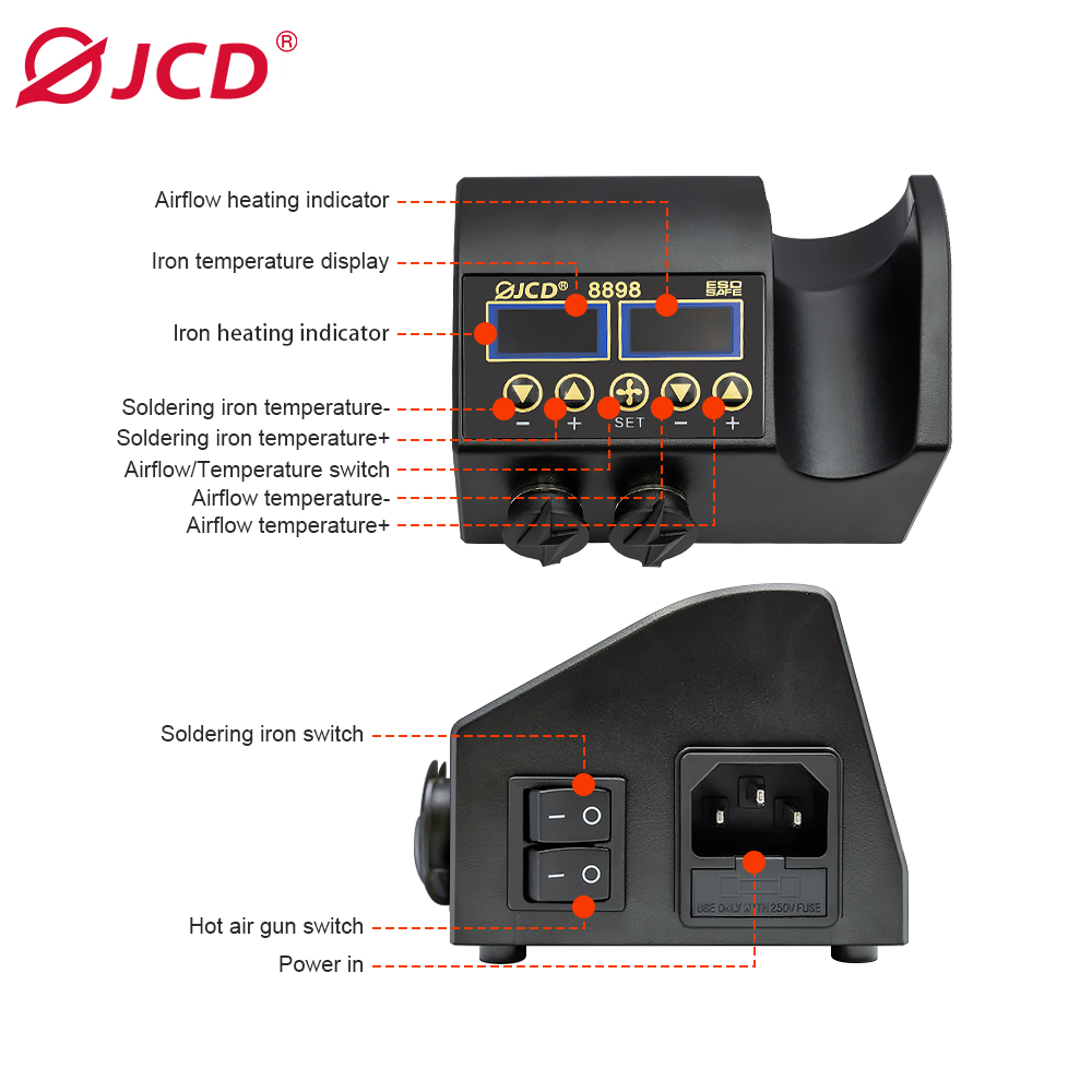 Estación de soldadura JCD 8898 - 2 In 1 Soldering Rework Station 750W reseña y precio
