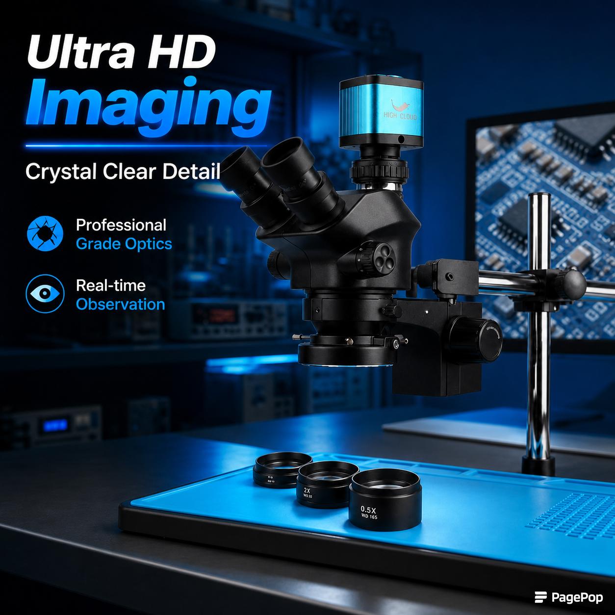 Microscopio Trinocular Estéreo - Simul-Focal Industrial Microscope 4K Hdmi reseña y precio